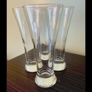 4-VINTAGE PILSNER BEER GLASSES, with FLAT/WEIGHTED BOTTOMS…